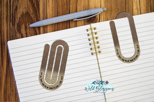 Men's Leather Look Scripture Paper Clip Bookmarks - 5 Designs to Choose From