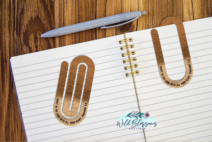 Men's Leather Look Scripture Paper Clip Bookmarks - 5 Designs to Choose From