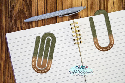 Men's Leather Look Scripture Paper Clip Bookmarks - 5 Designs to Choose From