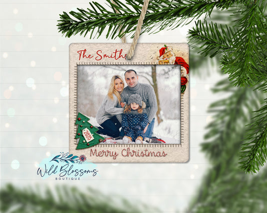 Merry Christmas Felt Personalized Photo Ornament