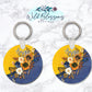 Navy And Yellow Sunflower Floral Personalized Round or Square Keychain