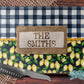 Navy Lemon Farmhouse Personalized Pot Holder And Oven Mitt