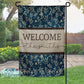 Navy Botanical Welcome Personalized Garden Flag