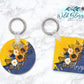 Navy And Yellow Sunflower Floral Personalized Round or Square Keychain