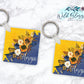 Navy And Yellow Sunflower Floral Personalized Round or Square Keychain