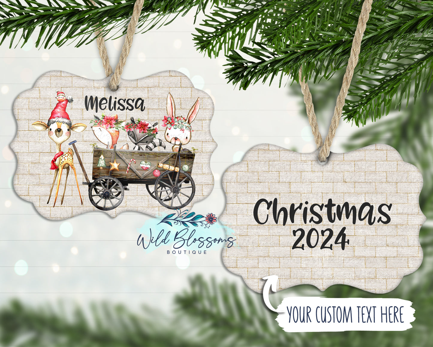 Christmas Critters in Wagon Ornament
