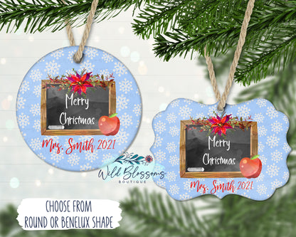 Merry Christmas Blackboard Teacher Ornament