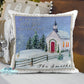 O Come All Ye Faithful White Church Postage Stamp Personalized Pillow Cover