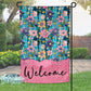 Painted Pink Polka Dot Floral Personalized Garden Flag