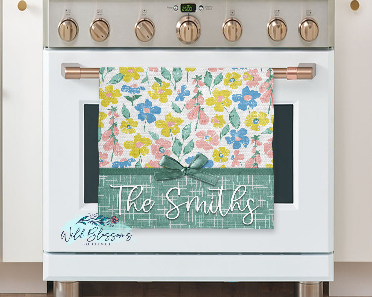 Pastel Wildflower Personalized Kitchen Towel