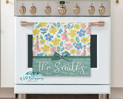 Pastel Wildflower Personalized Kitchen Towel