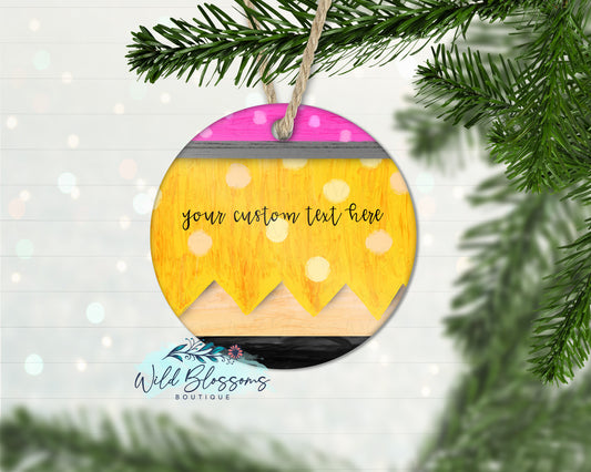 Personalized Pencil Round Ornament