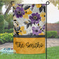 Purple and Gold Floral Personalized Garden Flag