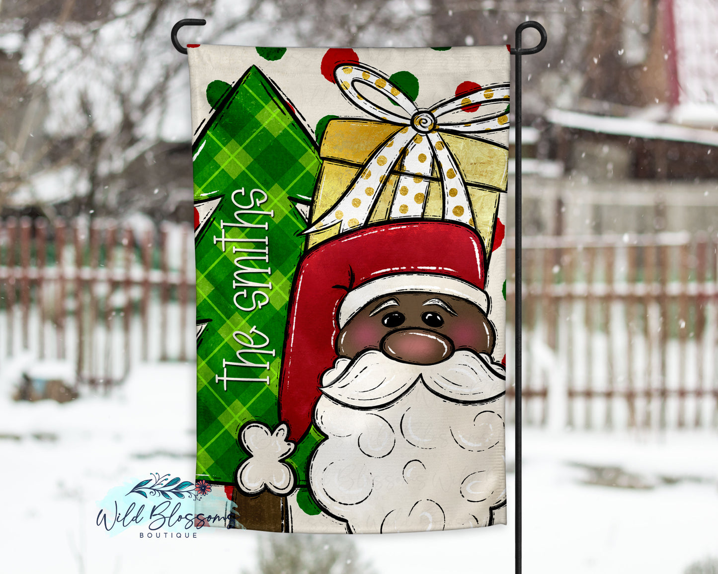 Polka Dot Santa Clause Personalized Garden Flag