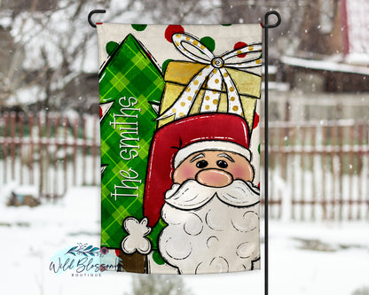 Polka Dot Santa Clause Personalized Garden Flag