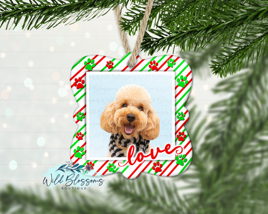 Love Paw Print Photo Ornament