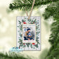 Merry Christmas Wooden Floral Winter Frame Personalized Photo Ornament