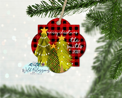 Red Buffalo Plaid Christmas Trees Ornament