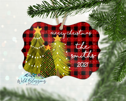 Red Buffalo Plaid Christmas Trees Ornament