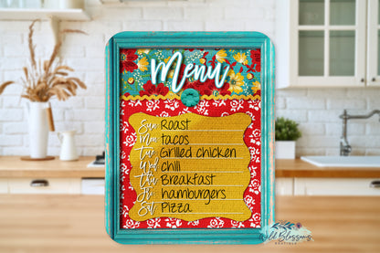 Red And Teal Floral Farmhouse Personalized Kitchen Towel