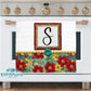 Red And Teal Floral Bandana Farmhouse Personalized Kitchen Towel