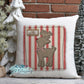 Ticking Fabric Faux Stitched Reindeer Personalized Pillow Cover