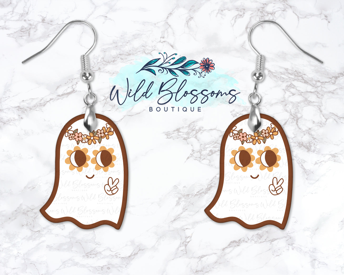 Retro Hippie Ghost Drop Earrings