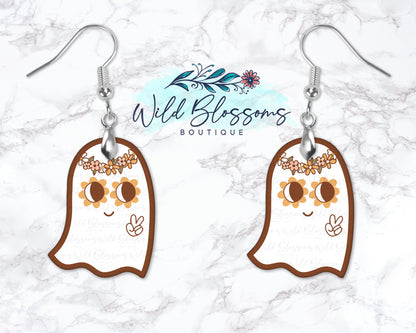 Retro Hippie Ghost Drop Earrings