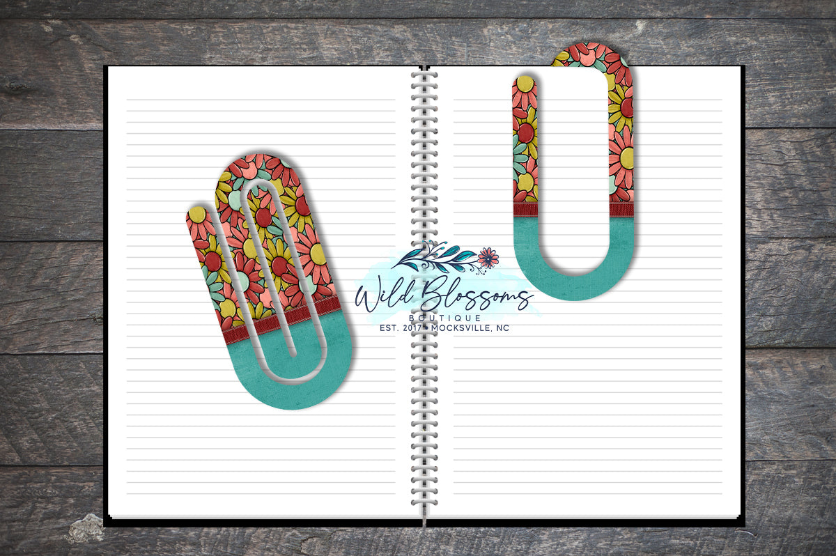 Retro Daisy Floral Paper Clip Bookmark