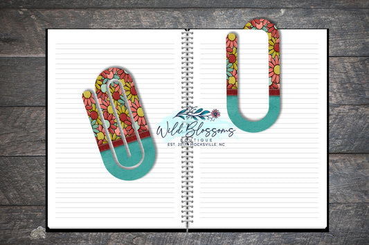 Retro Daisy Floral Paper Clip Bookmark