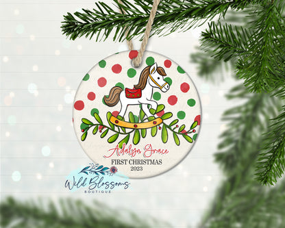 Rocking Horse First Christmas Personalized Ornament