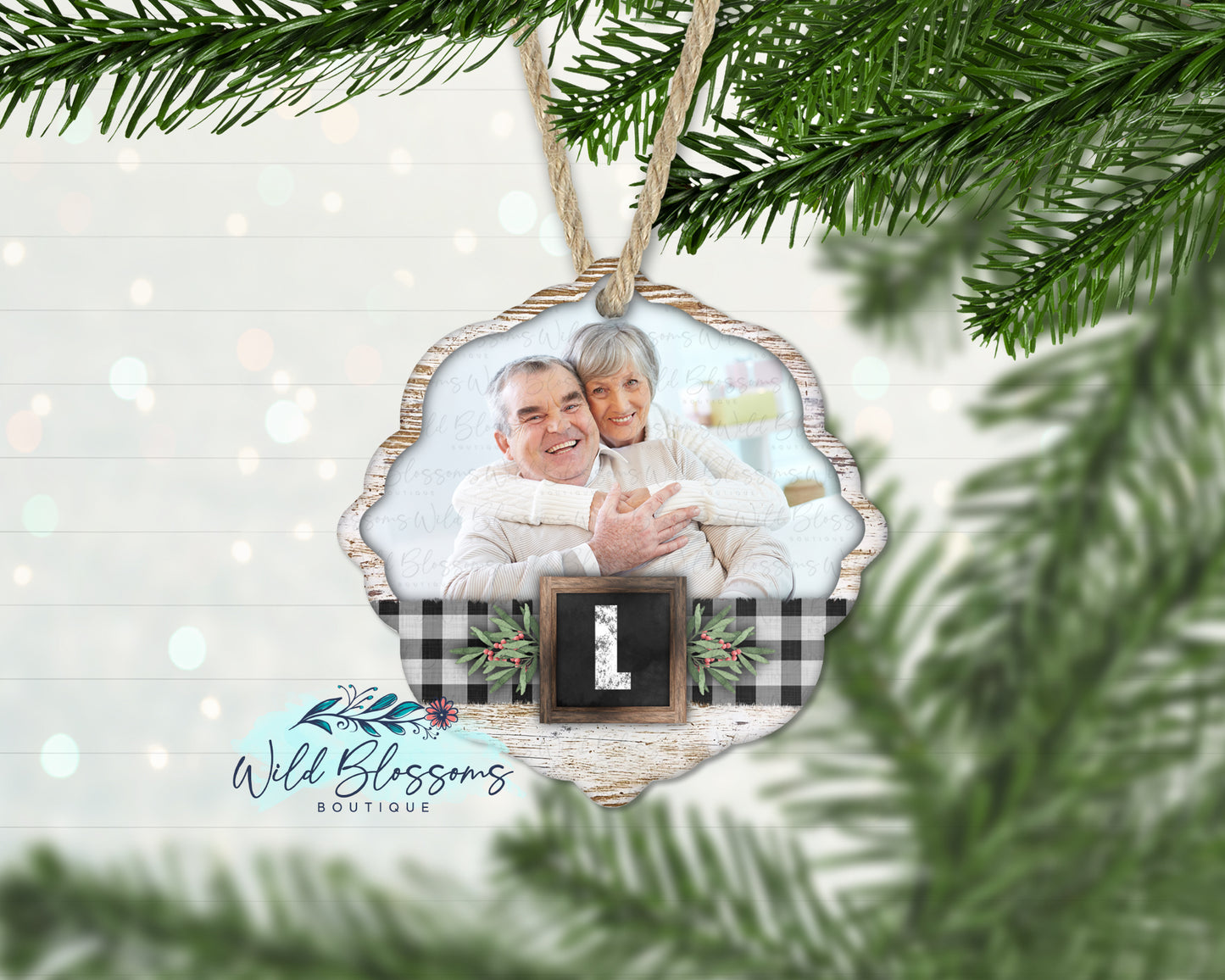 Rustic Farmhouse Photo Ornament