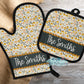 Rustic Fall Coneflowers Personalized Pot Holder And Oven Mitt