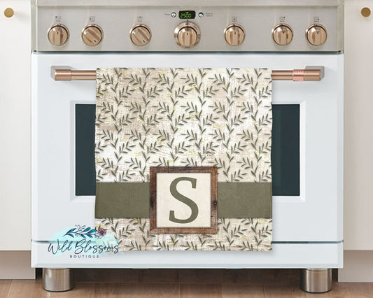 Rustic Greenery Personalized Kitchen Towel