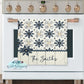 Rustic Navy and Cream Snowflake Personalized Kitchen Towel