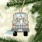 Rustic Snowman Green Buffalo Plaid Truck Personalized Ornament