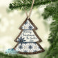 Rustic Wooden Navy and Cream Snowflake Personalized Christmas Tree Ornament