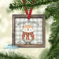 Rustic Wooden Framed Buffalo Plaid Fox Personalized Ornament