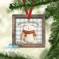 Rustic Wooden Framed Buffalo Plaid Owl Personalized Ornament