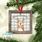 Rustic Wooden Framed Buffalo Plaid Reindeer Personalized Ornament