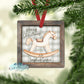 Rustic Wooden Framed Buffalo Plaid Rocking Horse Personalized Ornament
