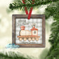 Rustic Wooden Framed Buffalo Plaid Train Personalized Ornament
