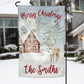 Rustic Woodland Cabin and Deer Personalized Garden Flag