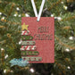 Red and White Herringbone Button Christmas Tree Merry Christmas Personalized Ornament