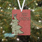 Red and White Herringbone Christmas Tree Merry Christmas Personalized Ornament