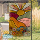 Retro Hippie Sunshine Floral Personalized Garden Flag