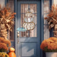 Rustic Chicken Fall Personalized Stacked Pumpkin Door Hanger