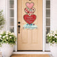 Rustic Floral Happy Valentine's Day Stacked Hearts Personalized Door Hanger