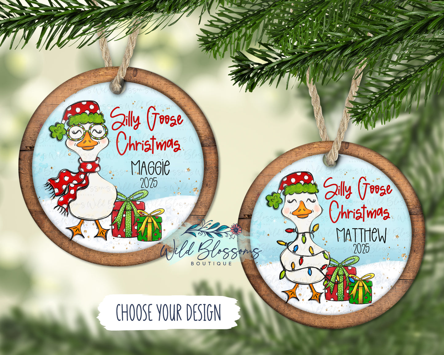 Silly Goose Christmas Personalized Ornament
