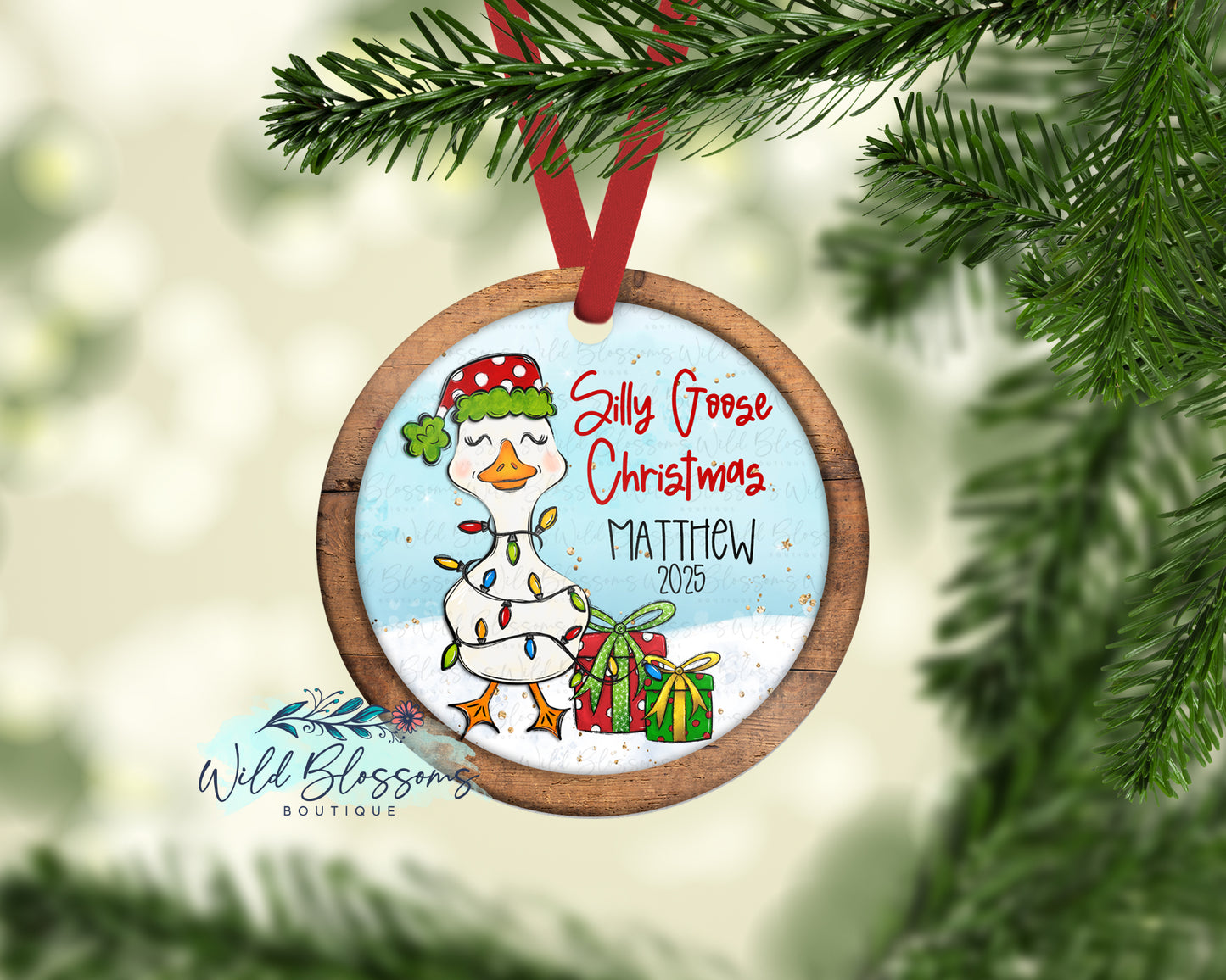 Silly Goose Christmas Personalized Ornament